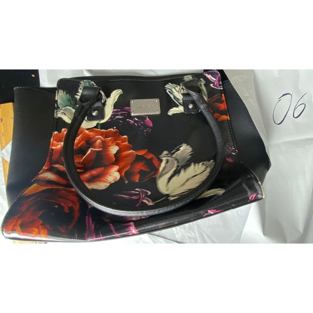 Black Floral Tote Handbag Women's Shoulder‎ Bag